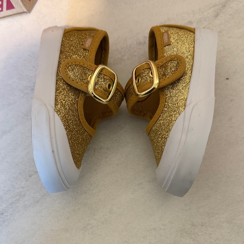 Gold Glitter vans Mary Jane’s Shoes size 5.5 toddler - Picture 4 of 7